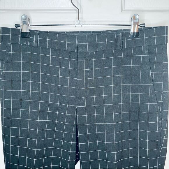 Banana Republic Ryan Slim Straight Fit Washable Windowpane Plaid Pant Black 6 - Picture 5 of 9